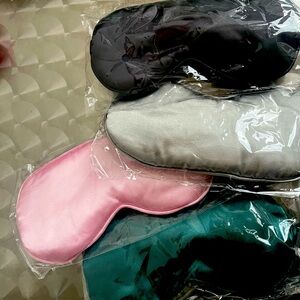 Silk Sleep Mask Set in Black, Silver, Pink, and Green